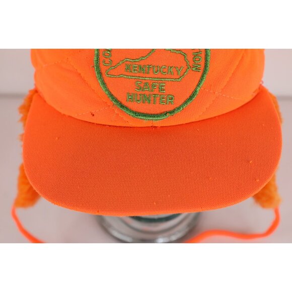 Vtg 70s Conservation Education Kentucky Safe Hunter Quilted Ear Flap Hat 7 1/8 - Picture 3 of 14